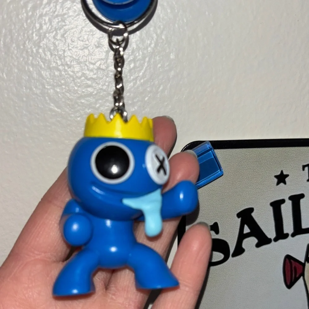 Rainbow friends keychain purse charm blue monster figurine accessory